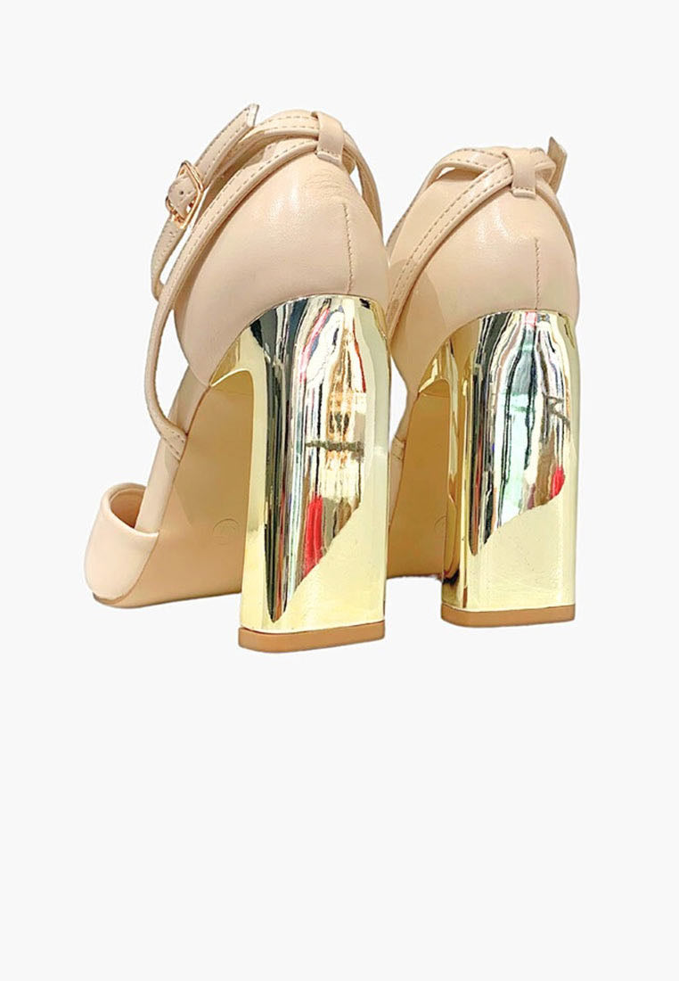 VIBES SCARPA CON TACCO DONNA DECOLLETE TACCO SQUADRATO ORO - Shopaland