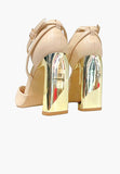VIBES SCARPA CON TACCO DONNA DECOLLETE TACCO SQUADRATO ORO - Shopaland