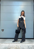 Pont jeans donna nero WIDE leg