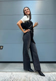 Pont jeans donna nero WIDE leg