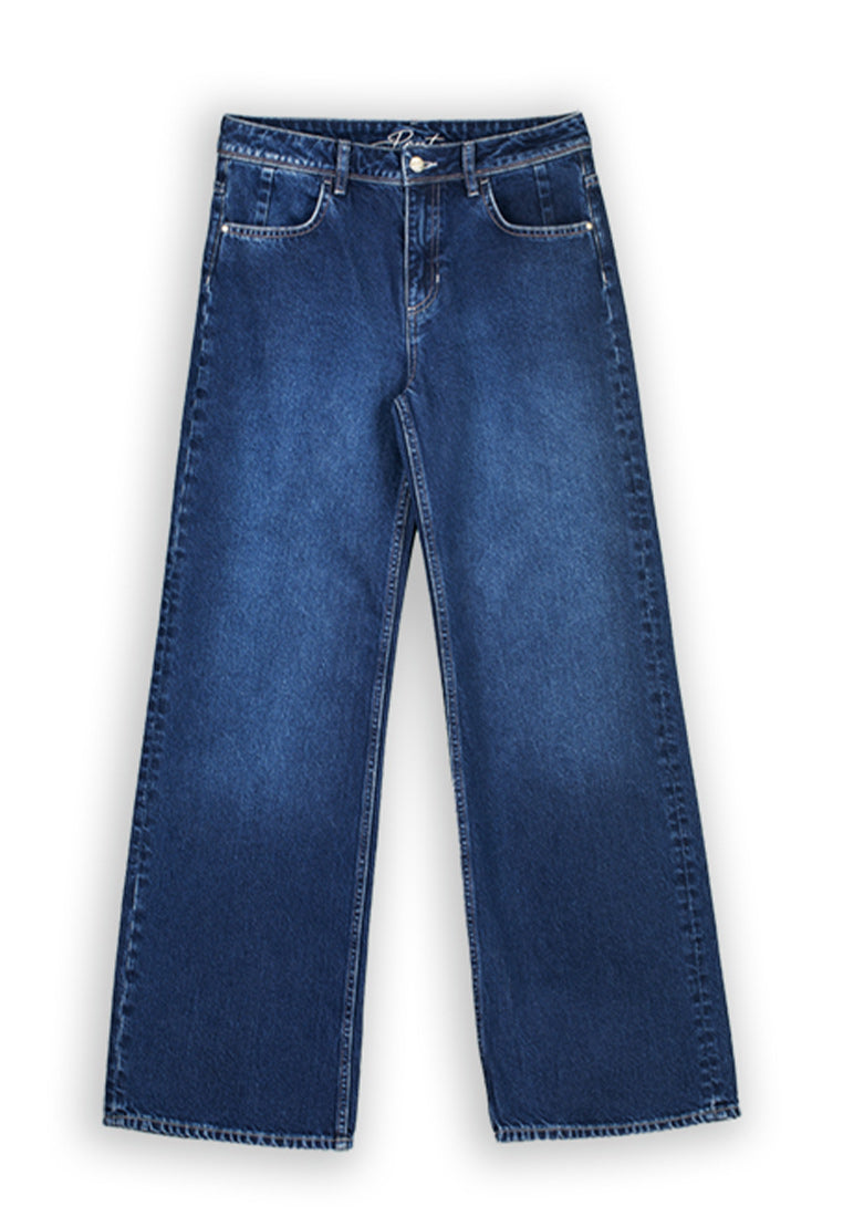 Pont jeans donna blu WIDE leg