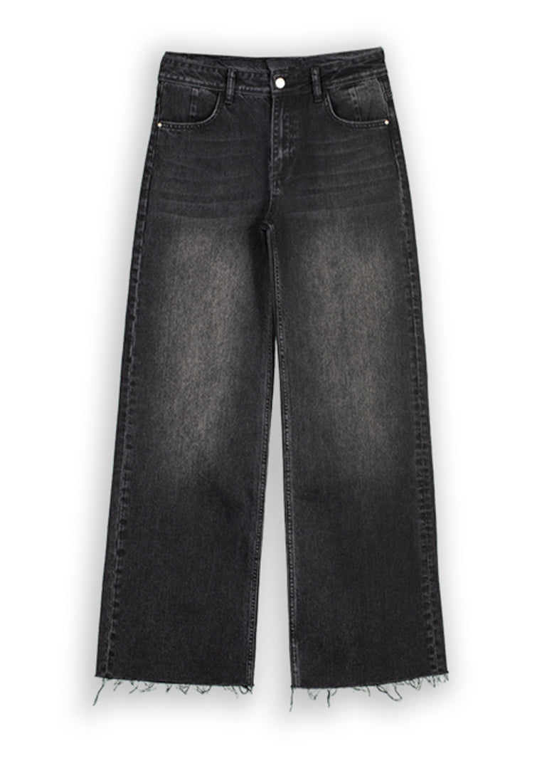 Pont jeans donna nero WIDE leg