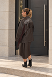 Kikisix Donna Giacca over in ecopelle con frange brown