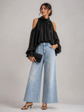 Camicia Top Donna mussola leggera Nero
