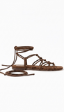 Sandalo donna  flat intrecciato moro