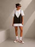 Kikisix donna t-shirt e abito raso pizzo moro