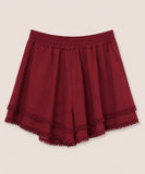 Kikisix donna short doppia balza con passamaneria rosso india
