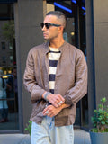 Bl11 camicia uomo coreana lino moro