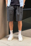 Pont bermuda uomo jogger short popeline nero