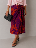 Kikisix gonna  donna midi pareo  con nodo viola e arancio