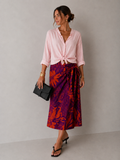 Kikisix gonna  donna midi pareo  con nodo viola e arancio