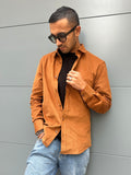 Camicia uomo in velluto tabacco