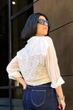 kikisix Camicia donna bianca  in mussola dettaglio crochee