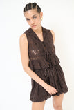 Kikisix gilet donna in pizzo moro con lacci