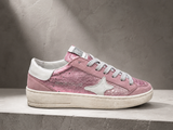 Ama brand sneakers donna in pelle rosa effetto slavato