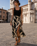 Kikisix donna canotta a costine con bottoni nero