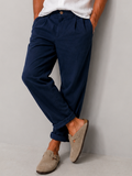 Bl11 uomo pantalone in lino con laccio
