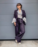 Giacca donna collo a lancia cavallery viscosa blu