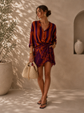 Kikisix gonna corta donna pareo  con nodo viola e arancio