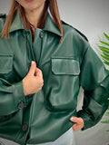 Kikisix donna bomber ecopelle aviator verde