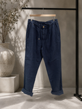 Bl11 uomo pantalone in lino con laccio