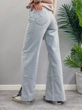Pont jeans denim donna relaxed straight leg bleach rotto