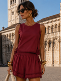 Kikisix donna top laccetti passamaneria fondo rosso india