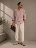 Bl11 Uomo Camicia Li/co Microriga Bordo'