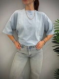 Kikisix donna t-shirt over tinta unita celeste