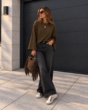 Maglia a righe collo rotondo verde