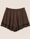 Kikisix donna short doppia balza con passamaneria cioccolato