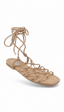 Sandalo donna  flat intrecciato tortora