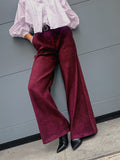 Pantalone donna bordeaux  scamosciato