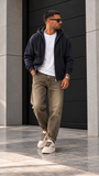 Seinse Uomo Hoodie Felpa blu con zip