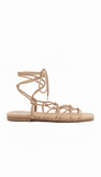 Sandalo donna  flat intrecciato tortora
