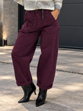Pantalone donna baggy cotone bordeaux