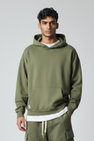 Bl11 uomo felpa capp.Boxy fit muschio