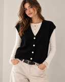 Kikisix Donna Gilet over bottoni gioiello  nero