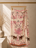 Kikisix gonna  donna midi pareo  con nodo  rosa fantasia