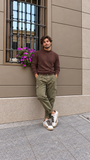 Bl11 uomo pantalone cargo verde