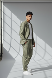 Bl11 uomo pantalone con Pence e laccio.tessuto tecnico verde