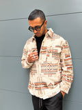 Overshirt uomo fantasia panna e tabacco