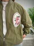 Kikisix donna bomber patch con doppio cursore verde militare