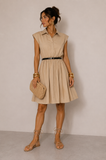 Kikisix donna abito corto in popeline beige