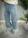 You Decide Donna Jeans Palazzo Con Inserto Pizzo