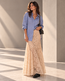 Kikisix Donna Gonna in pizzo svasata champagne