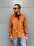Camicia uomo in velluto tabacco