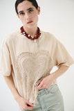 Kikisix t-shirt donna sabbia con cuore ricamo