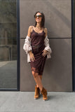 Abito pizzo donna cioccolato