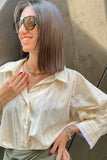 kikisix Camicia donna crop a righe